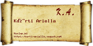 Kürti Ariella névjegykártya